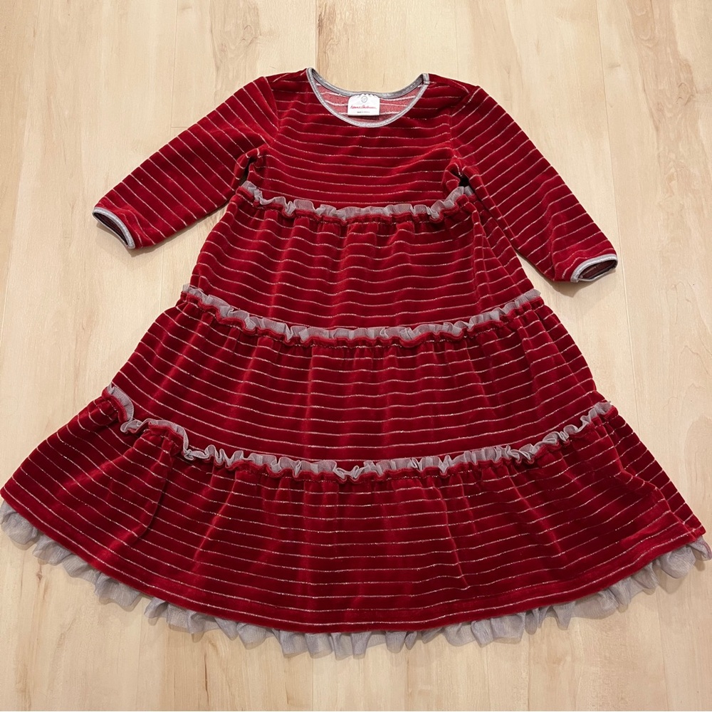 Hanna Andersson 110(5) velour tiered ruffle dress - Picture 2 of 7